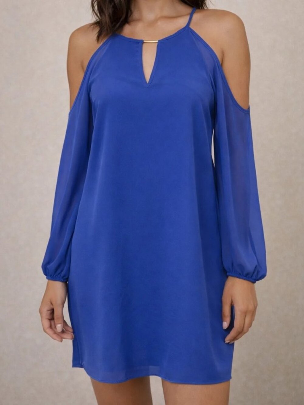 BCX Deep Royal Blue Dress with Long Sheer Sleeves NWOT